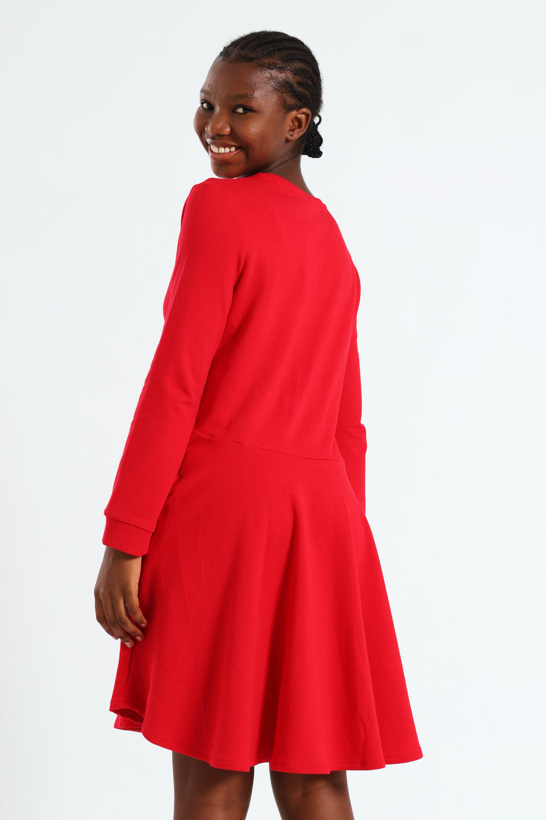 Girls Harper Long Sleeve Dress - Red