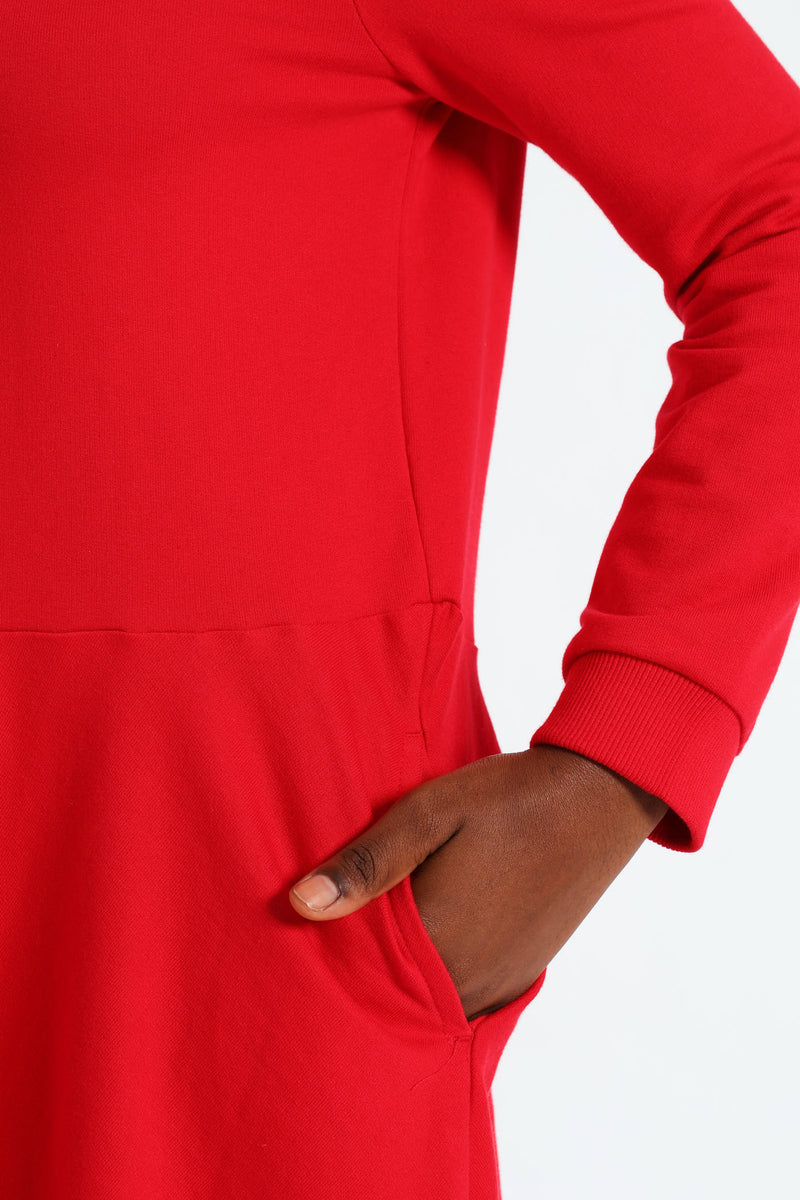 Girls Harper Long Sleeve Dress - Red