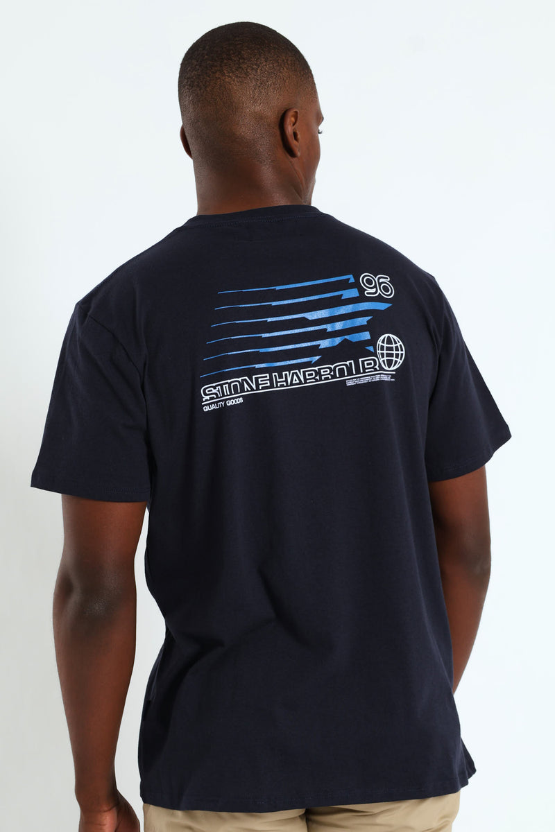 Speedstar Front & Back Print Tee - Navy