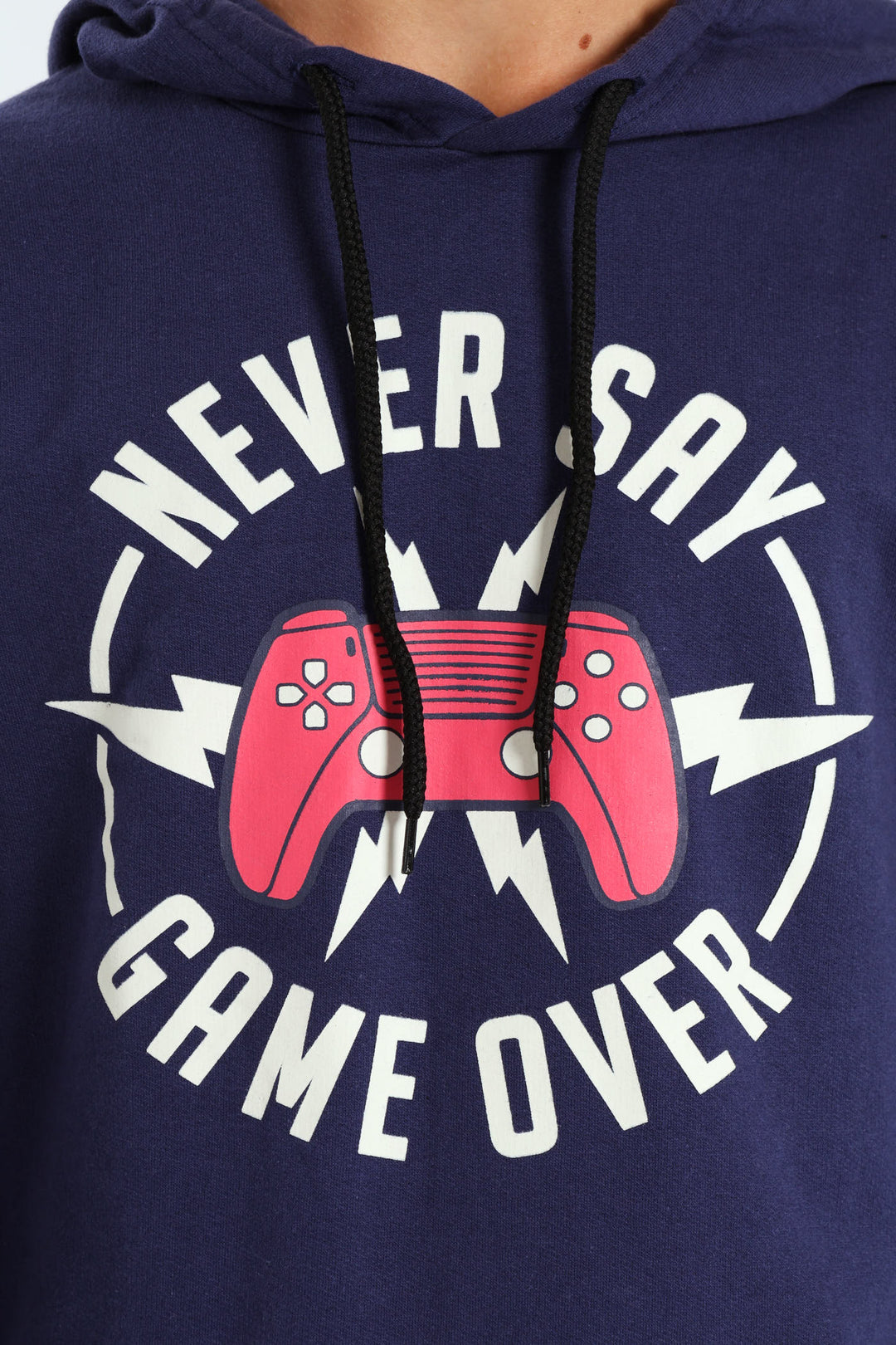 Boys Gamer Print Fleece Hoody - Navy