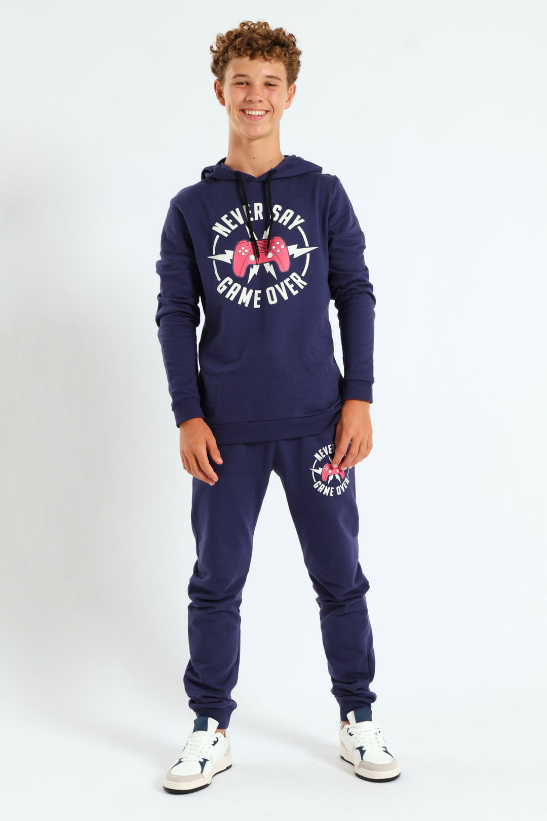 Boys Gamer Print Fleece Jogger - Navy