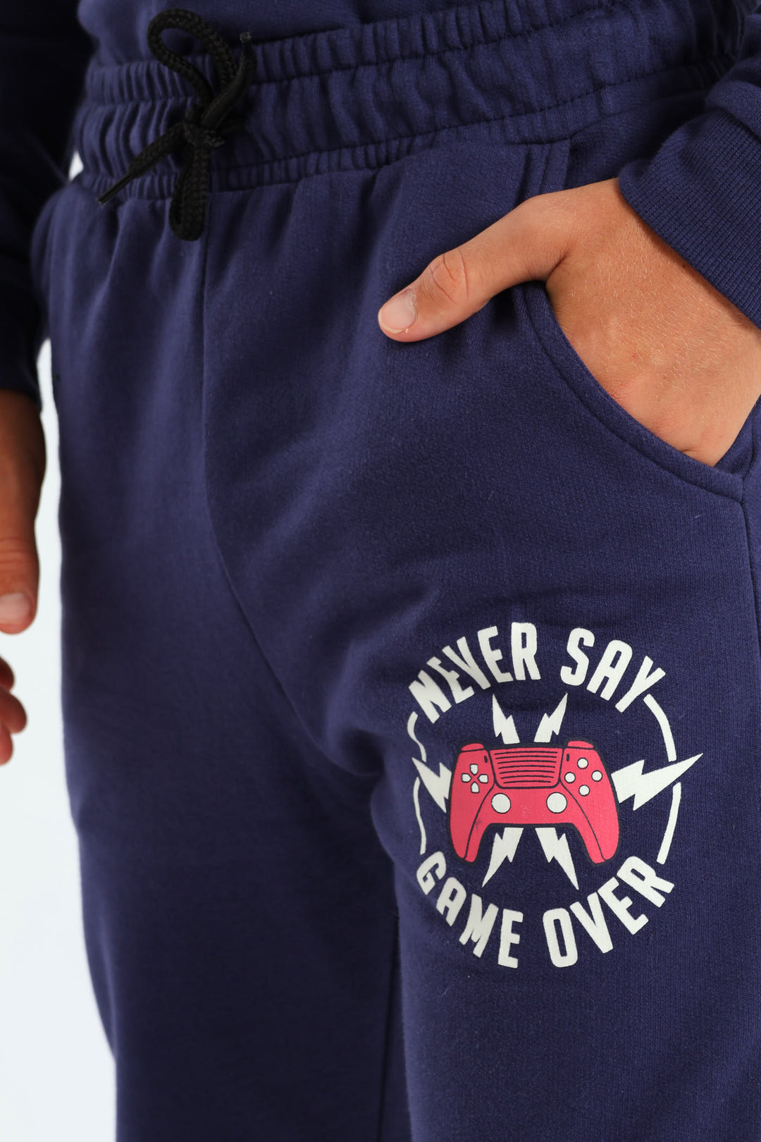 Boys Gamer Print Fleece Jogger - Navy