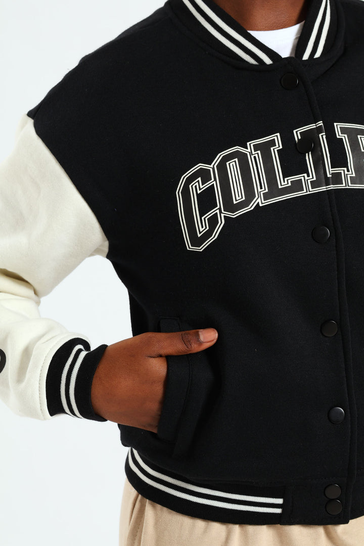 Girls Baseball Jacket - Black