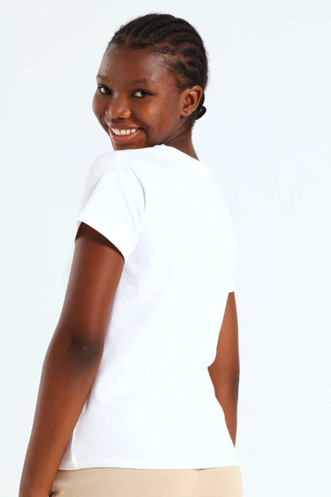 Girls Logo & Heart Bling Tee - White