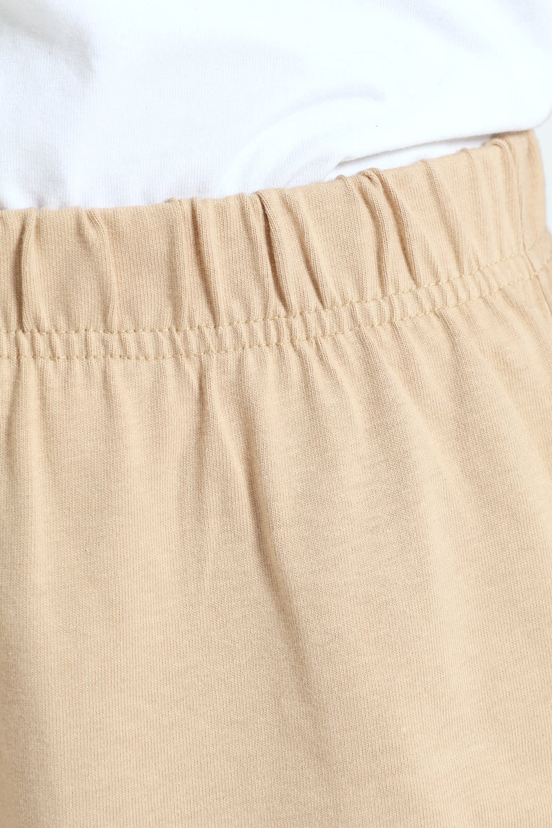 Girls Wide Leg Knit Track Pants - Tan