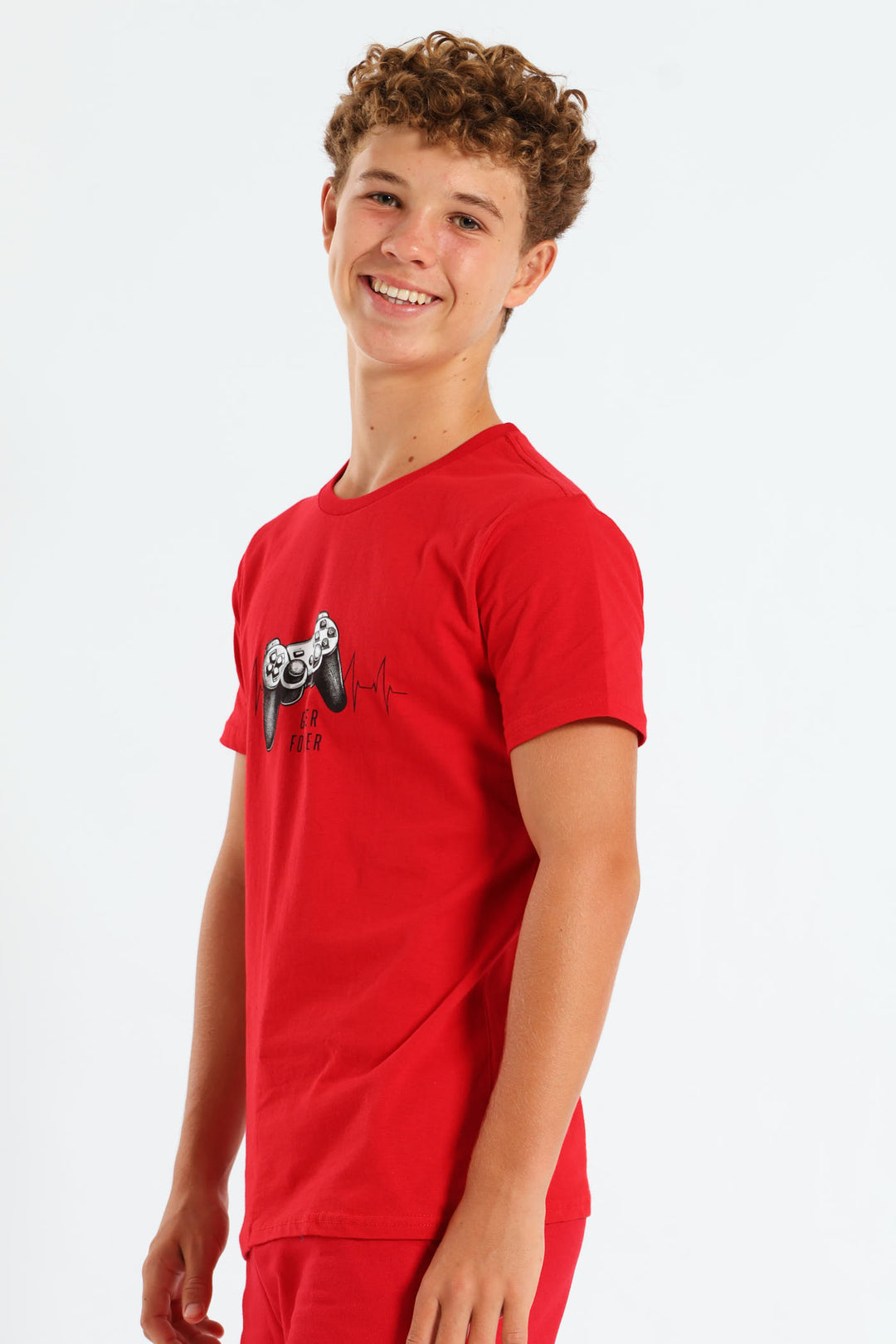 Boys Gamer Heartbeat Print Tee - Red