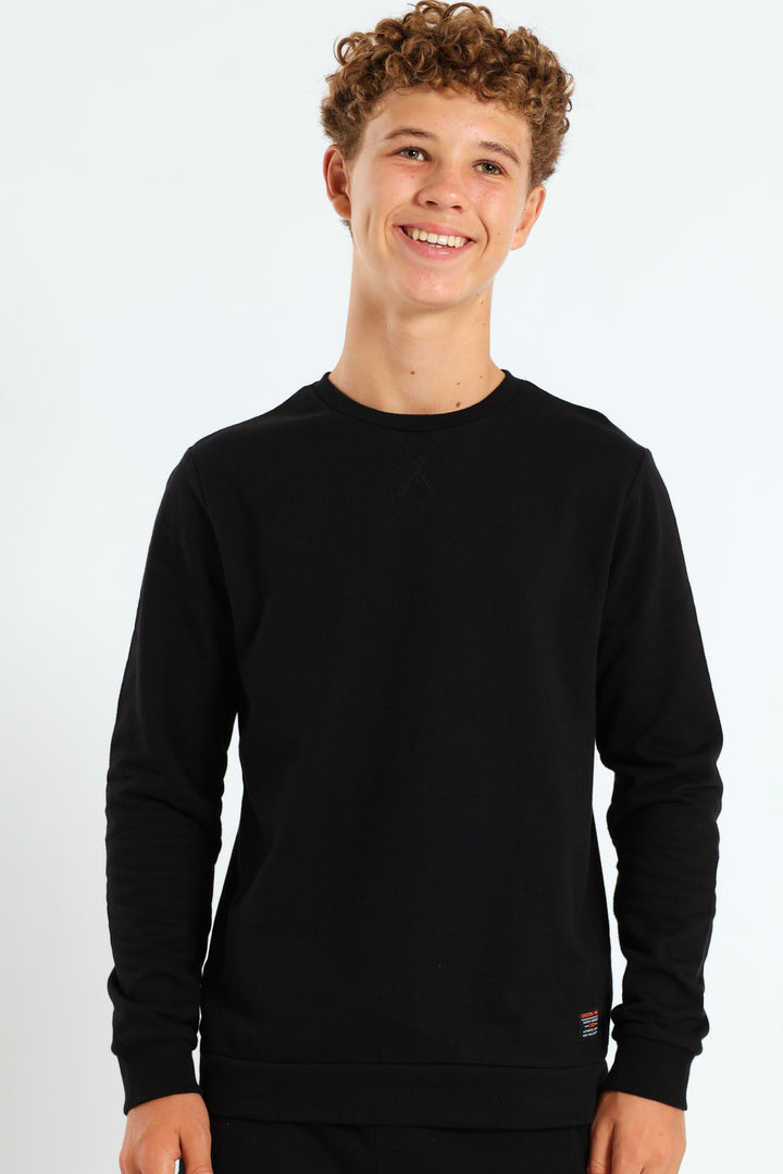 Boys Fleece Crew Top - Black