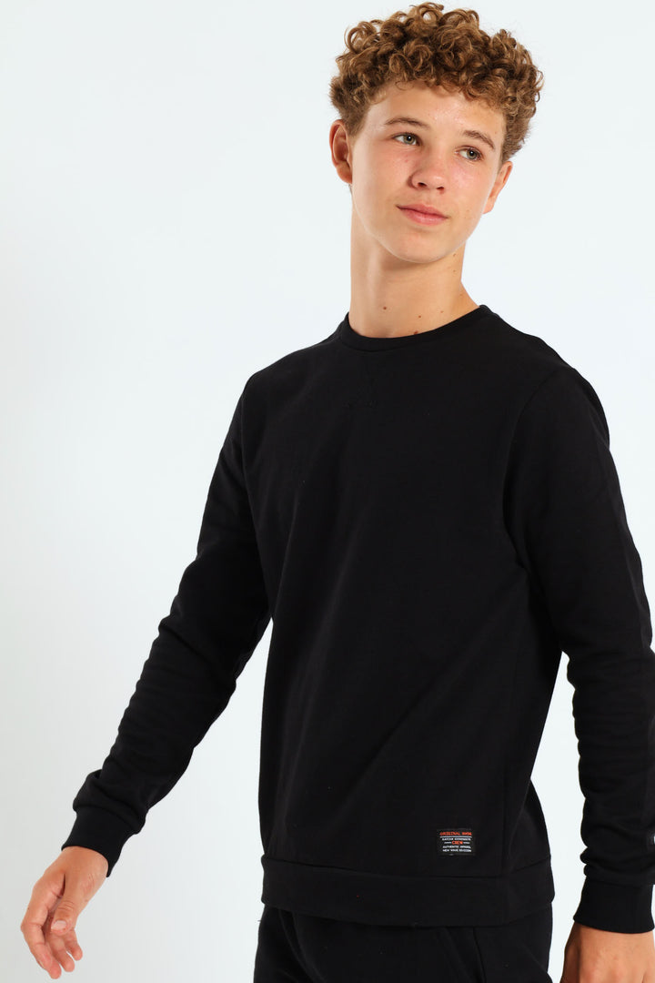 Boys Fleece Crew Top - Black