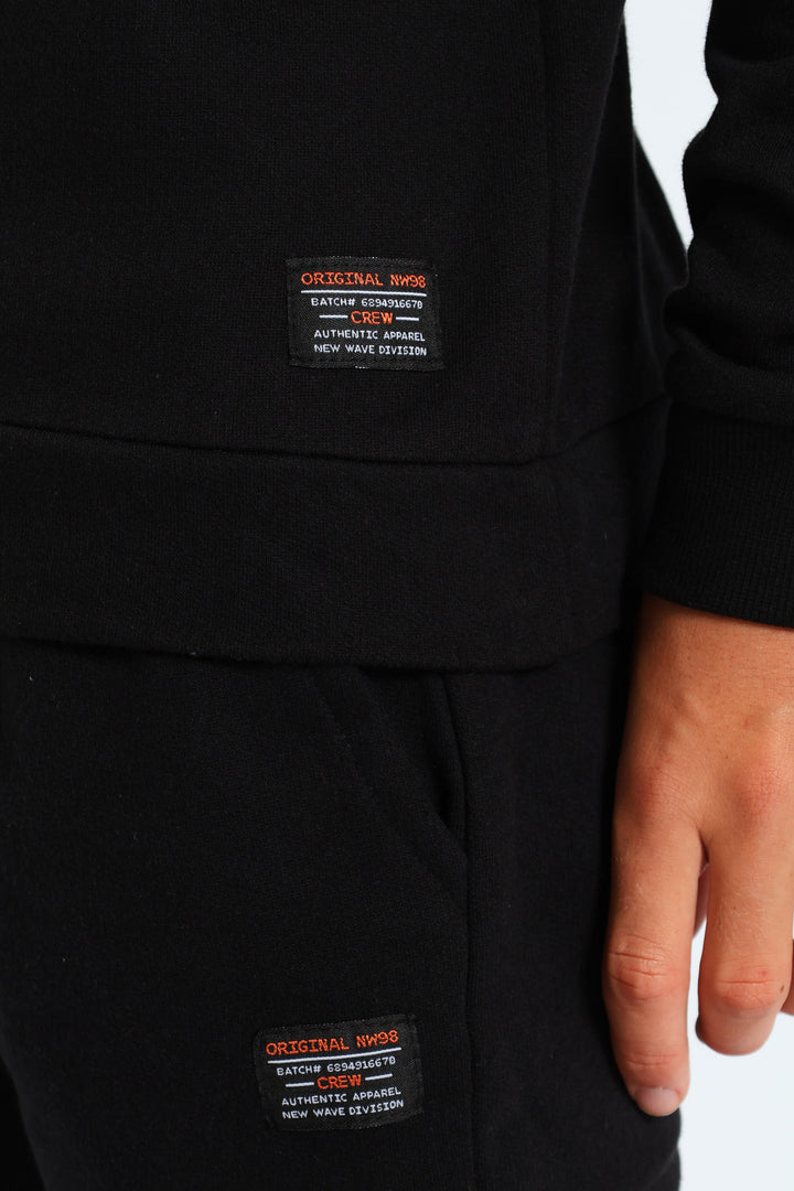 Boys Fleece Crew Top - Black