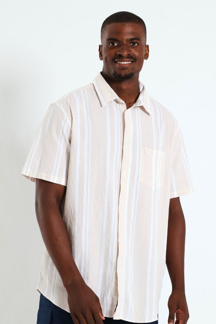 Short Sleeve Stripe Shirt - Off White