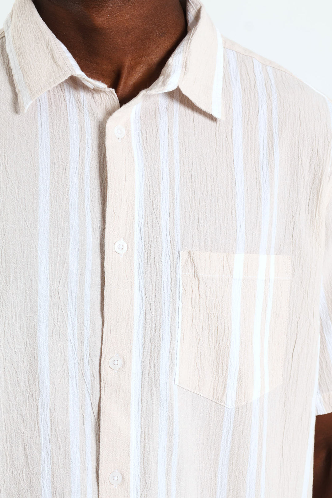 Short Sleeve Stripe Shirt - Off White