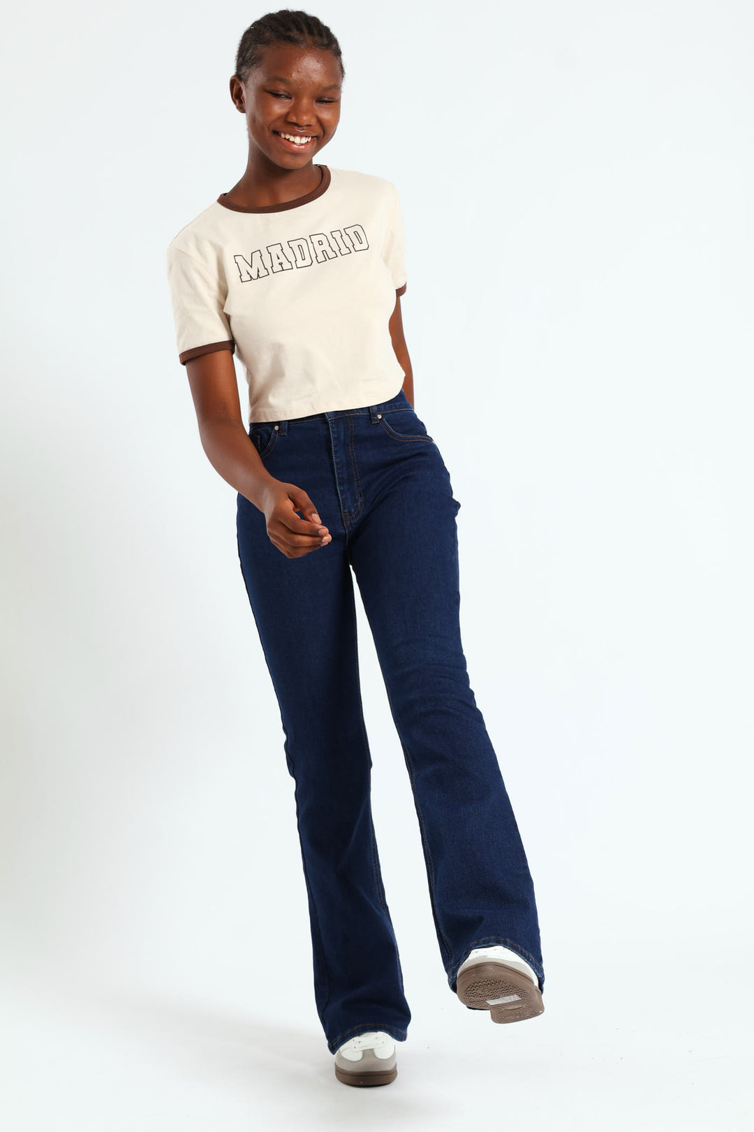 Girls Flared Stretch Denim - Dark Blue