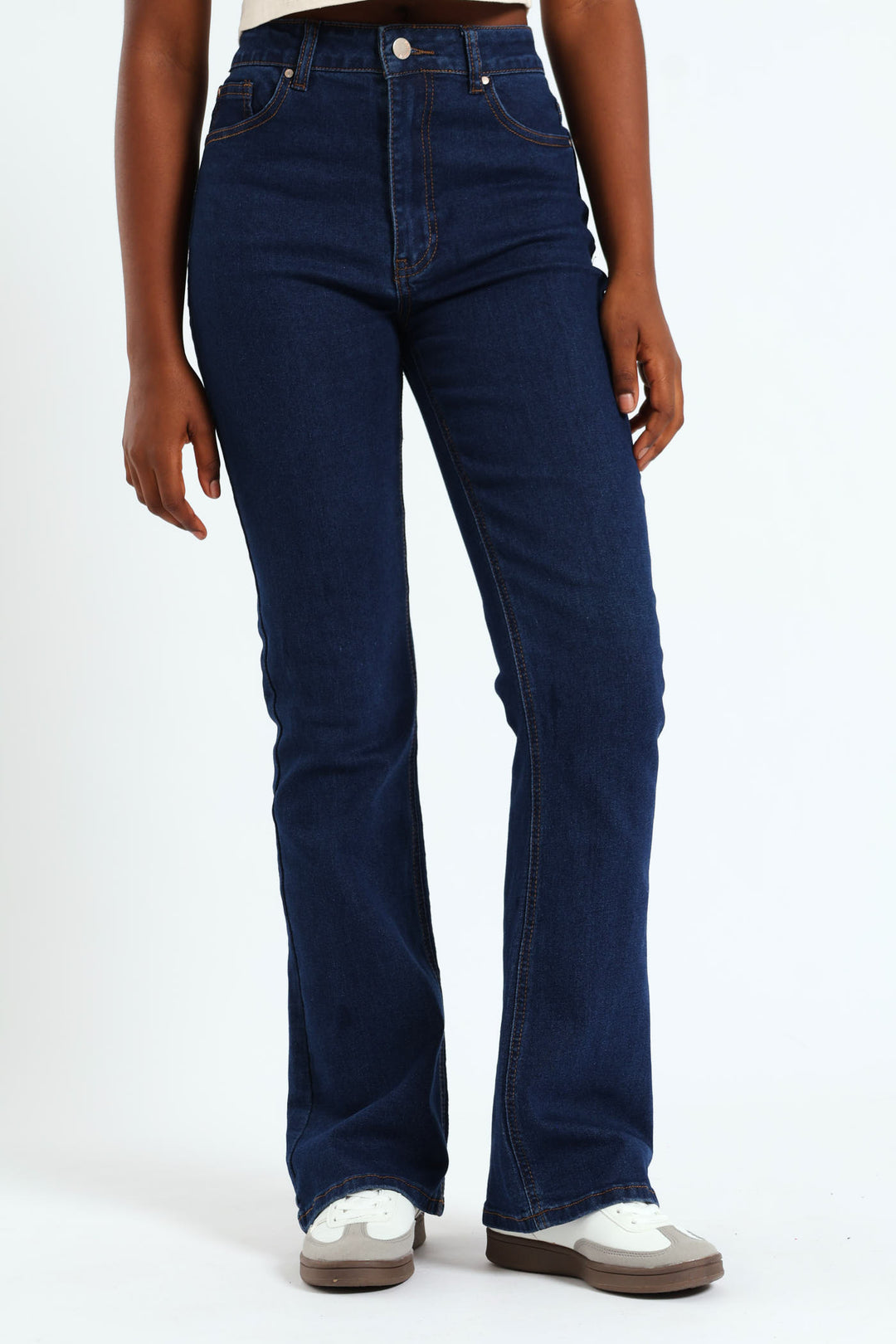 Girls Flared Stretch Denim - Dark Blue