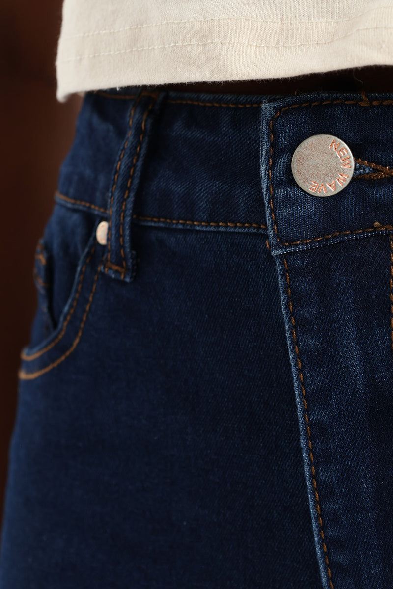 Girls Flared Stretch Denim - Dark Blue