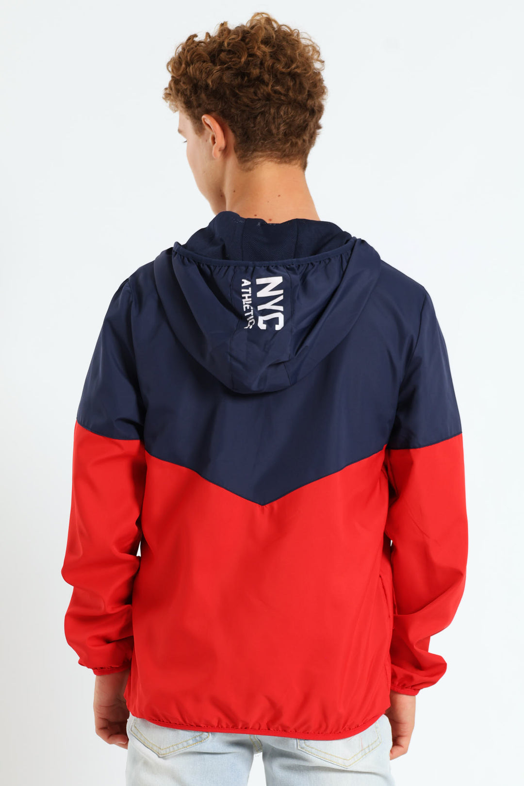 Boys Printed Hood Windbreaker - Navy/Red