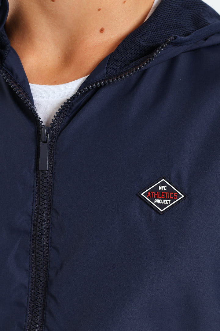 Boys Printed Hood Windbreaker - Navy/Red