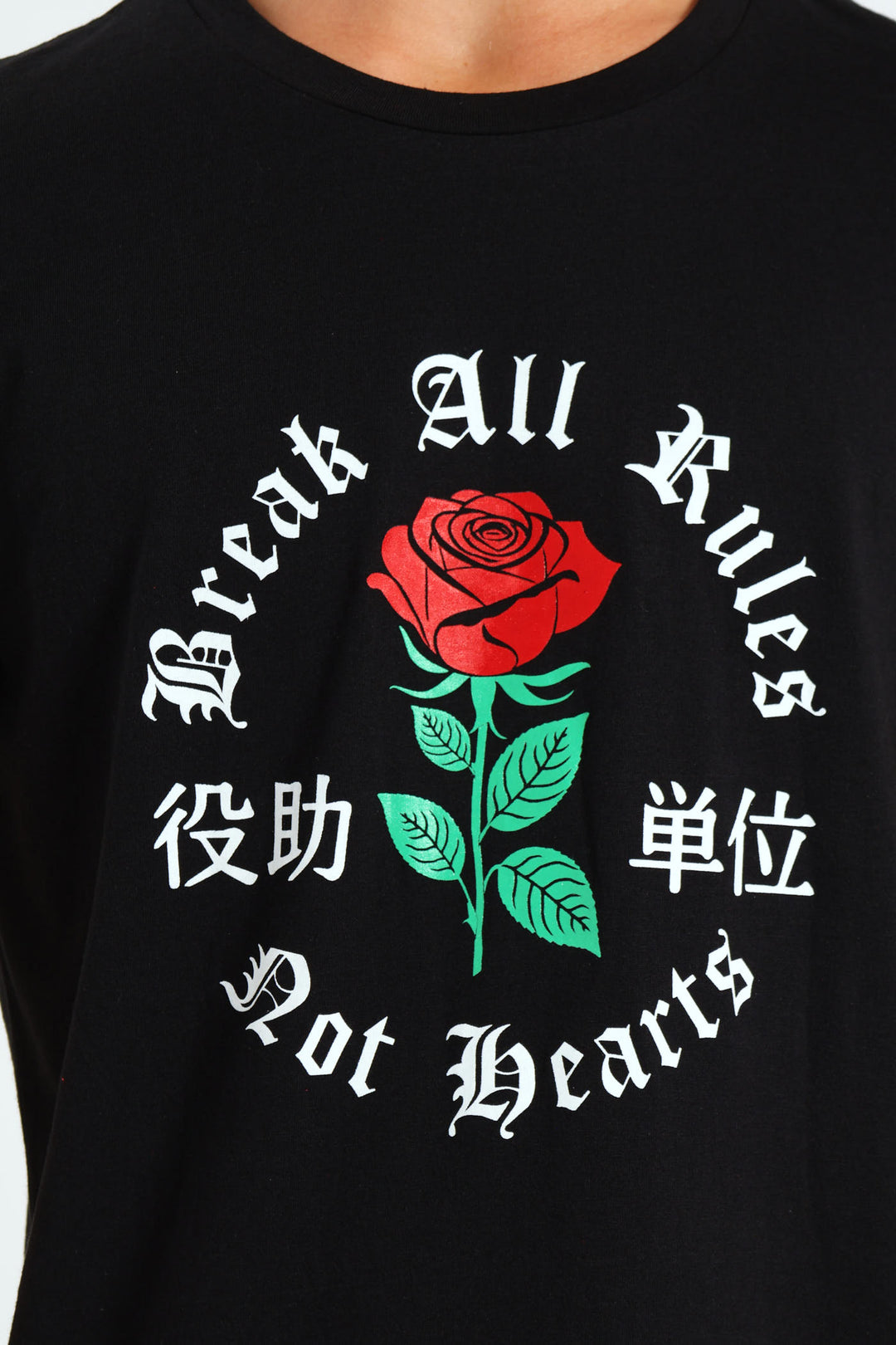 Boys Rose Print Tee - Black