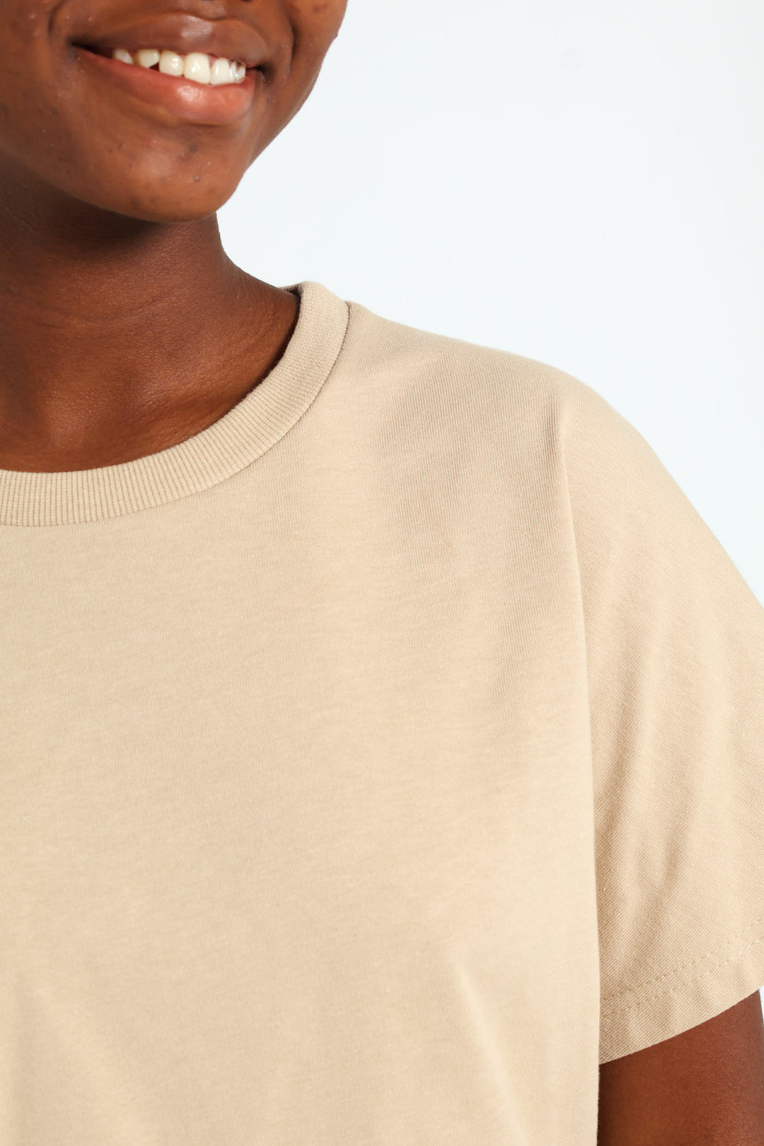 Girls Plain Knit Tee - Tan