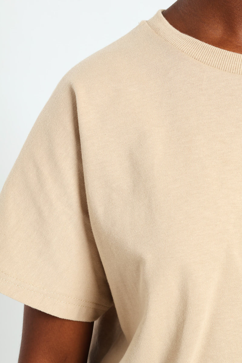 Girls Plain Knit Tee - Tan