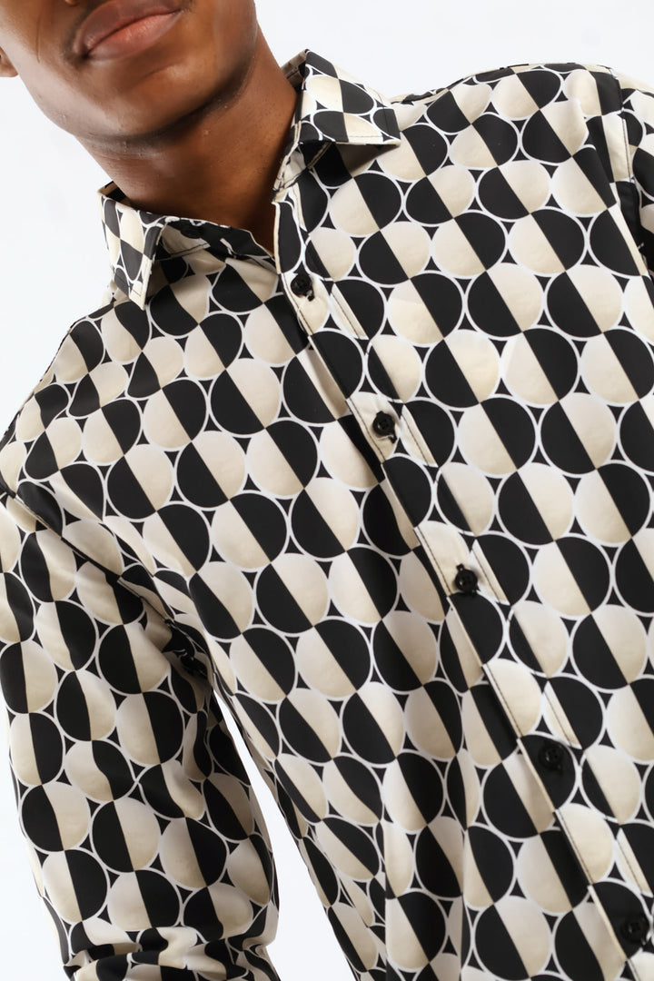 Half Circle Printed Shirt - Stone/Black