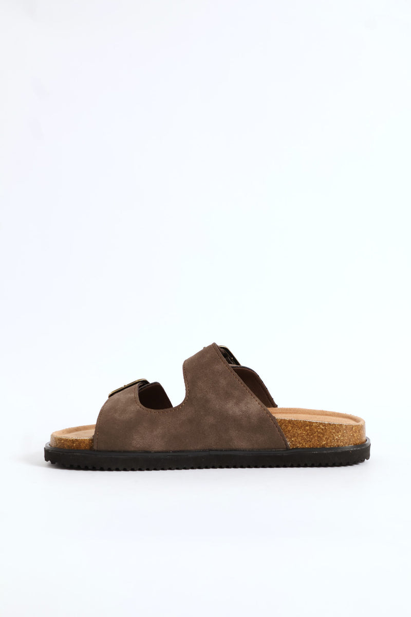 Double Buckle Comfort Sandal - Chocolate