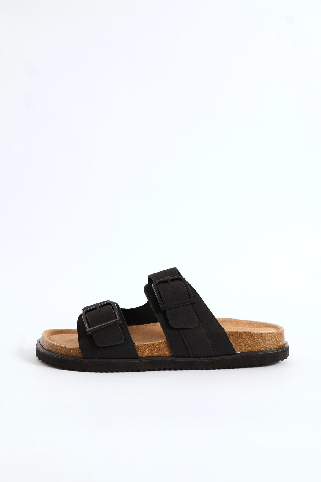 Double Buckle Comfort Sandal - Black