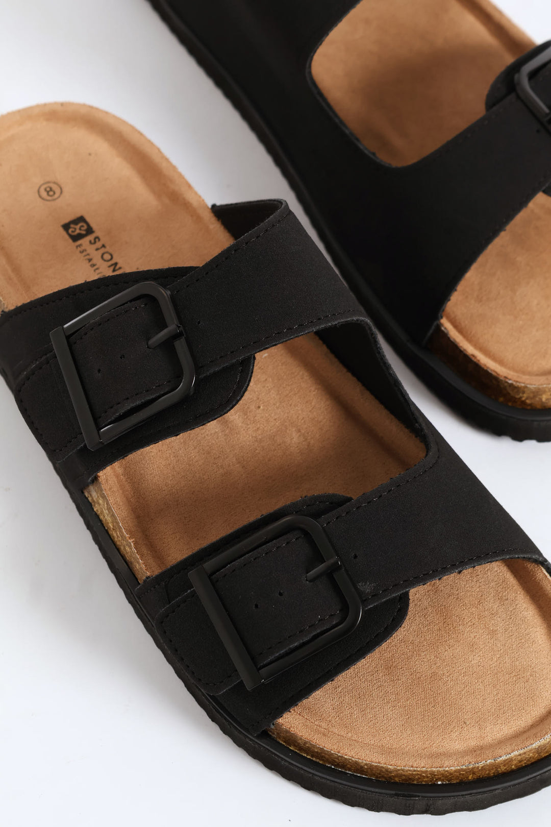 Double Buckle Comfort Sandal - Black