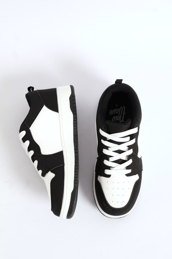 Boys Court Sneaker - Black/White