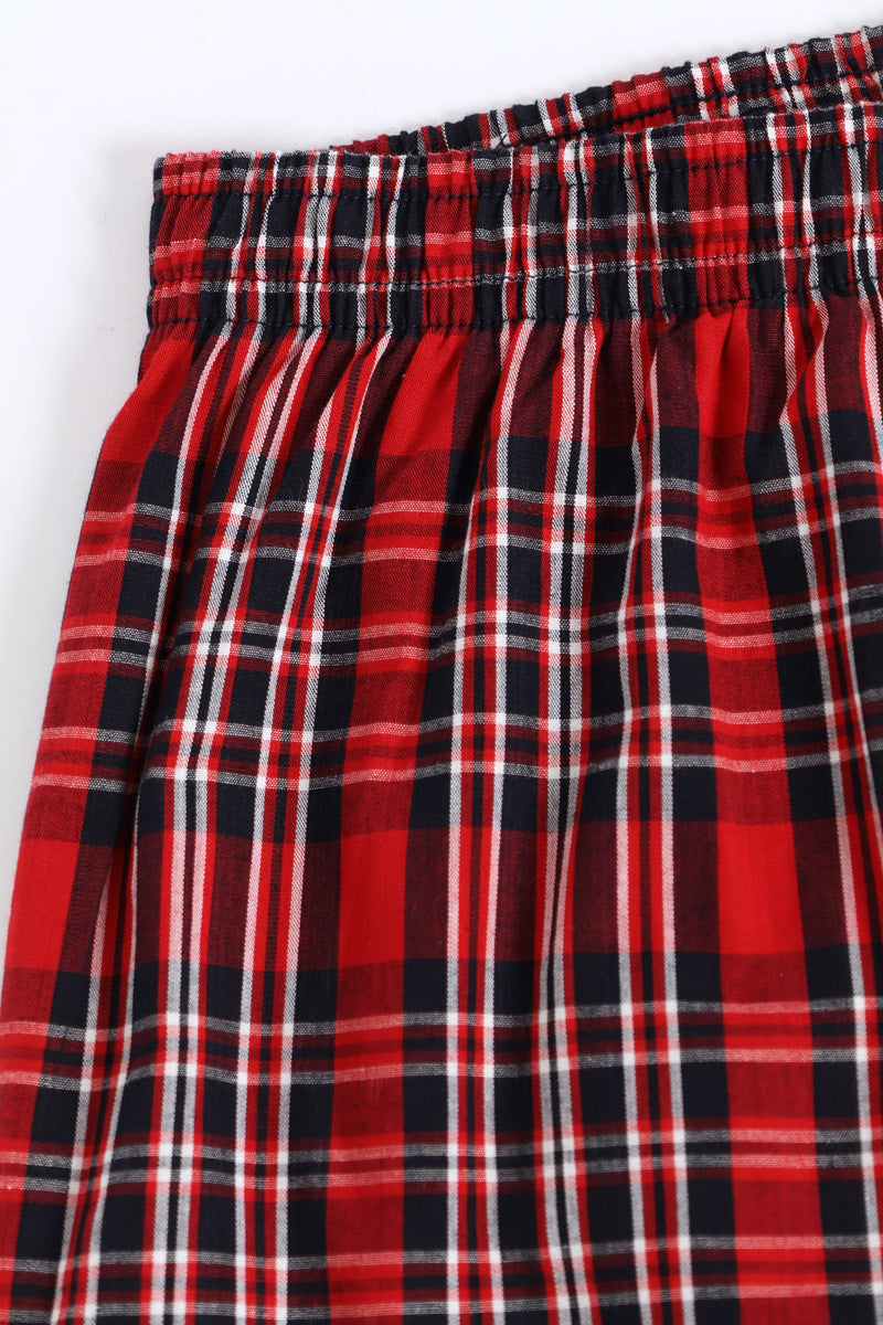 Single Small Check Boxers - Red/Navy