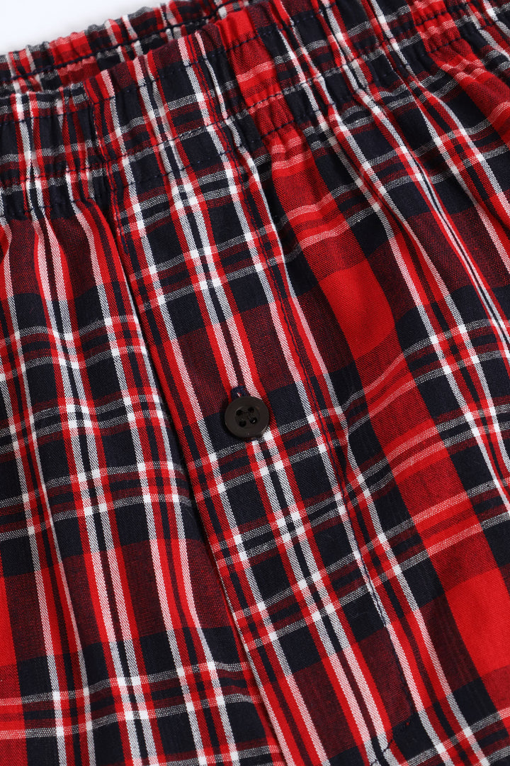 Single Small Check Boxers - Red/Navy