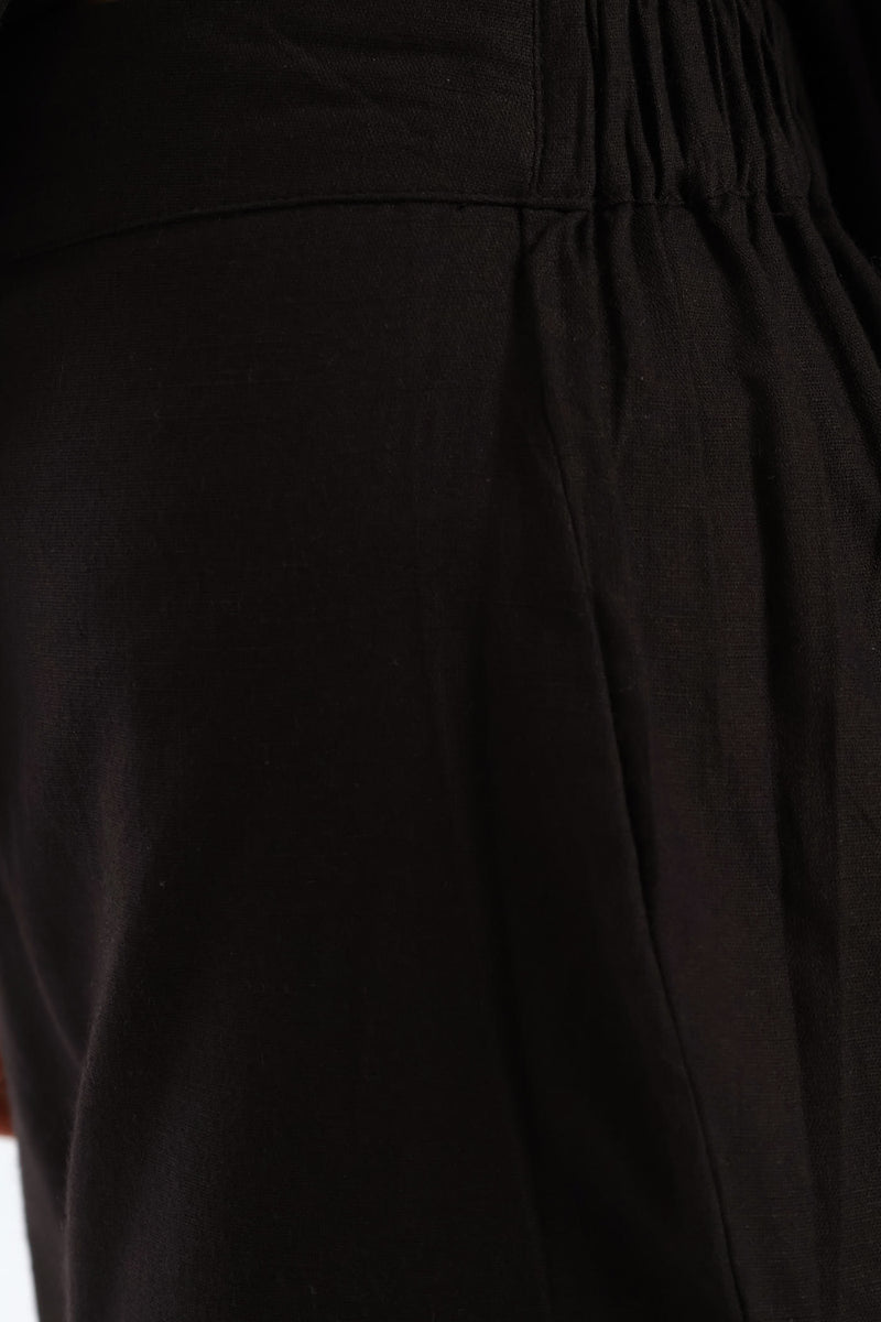 Embroidered Leaf Trouser - Black