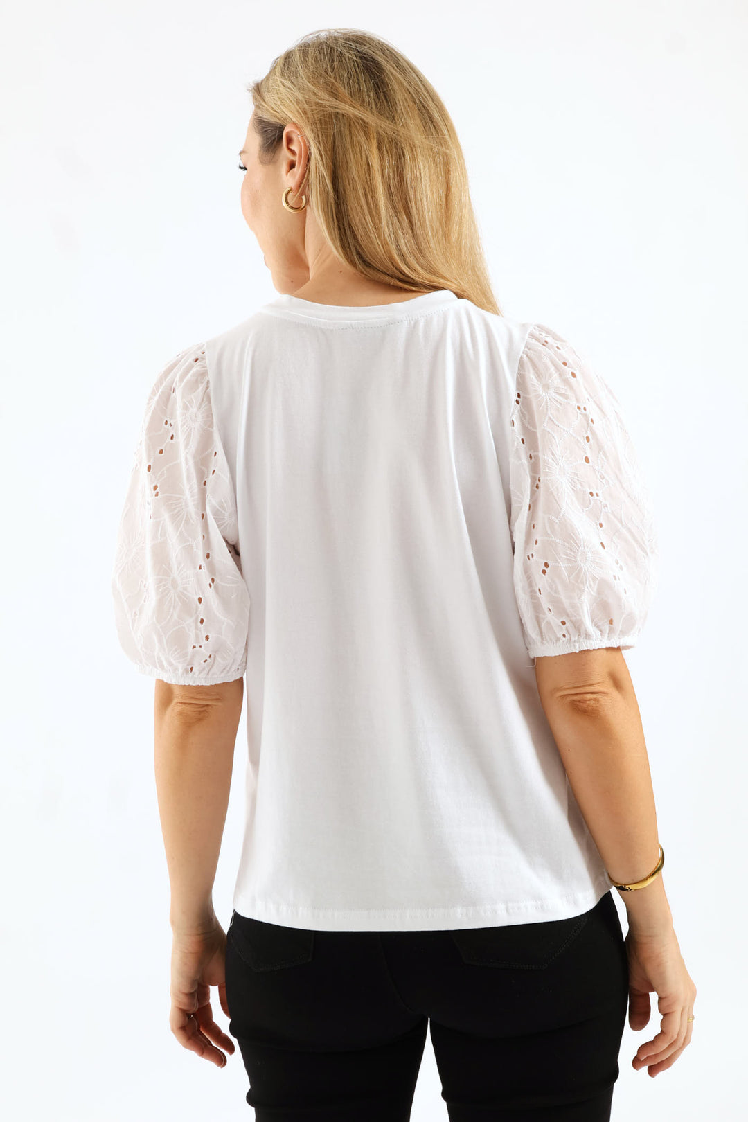Anglaise Bubble Sleeve Top - Off White