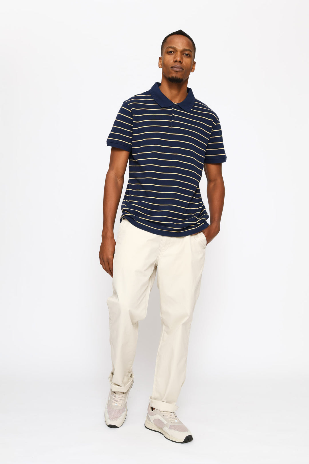 Teddy Stripe Icon Polo Golfer - Navy