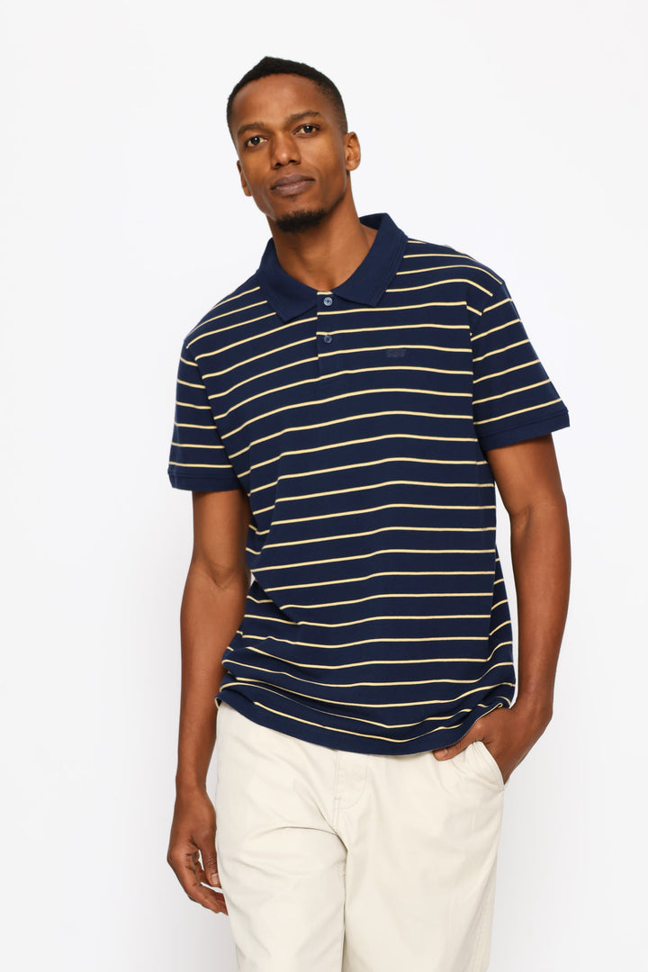Teddy Stripe Icon Polo Golfer - Navy