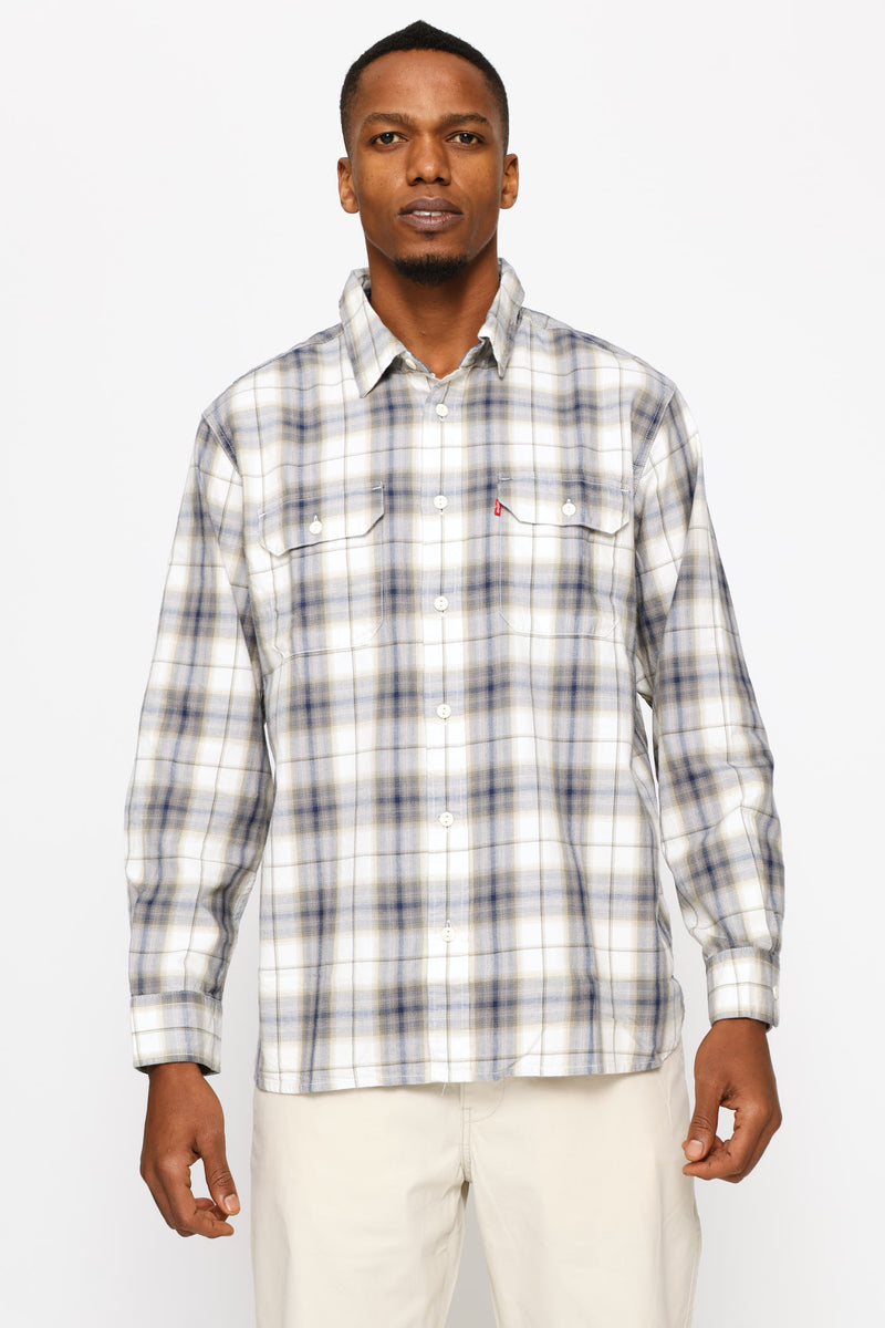 Classic Worker Ehsan Plaid Egret Shirt - Blue