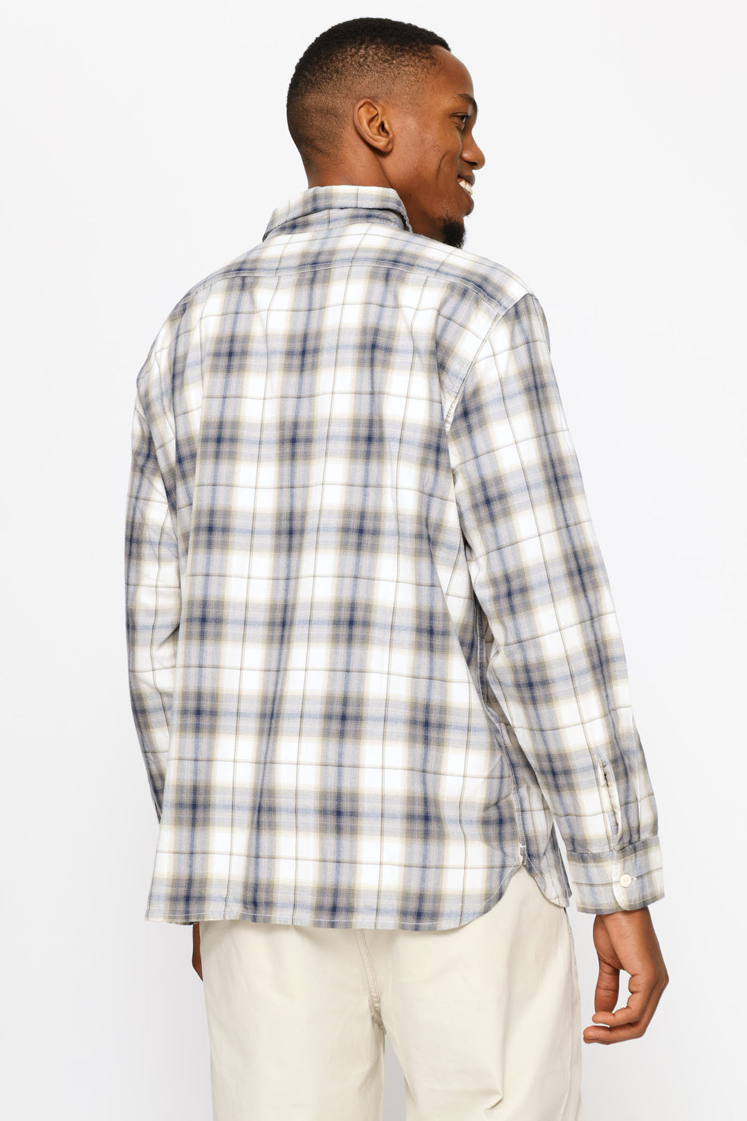Classic Worker Ehsan Plaid Egret Shirt - Blue