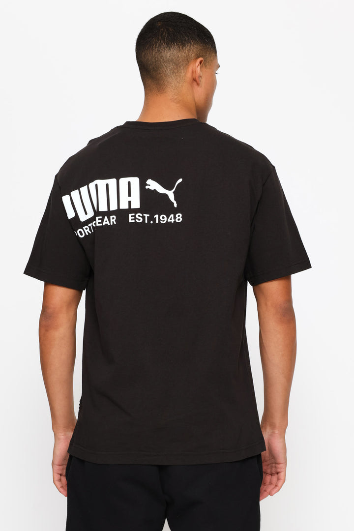 Sport Relaxed Graphic Tee - Black