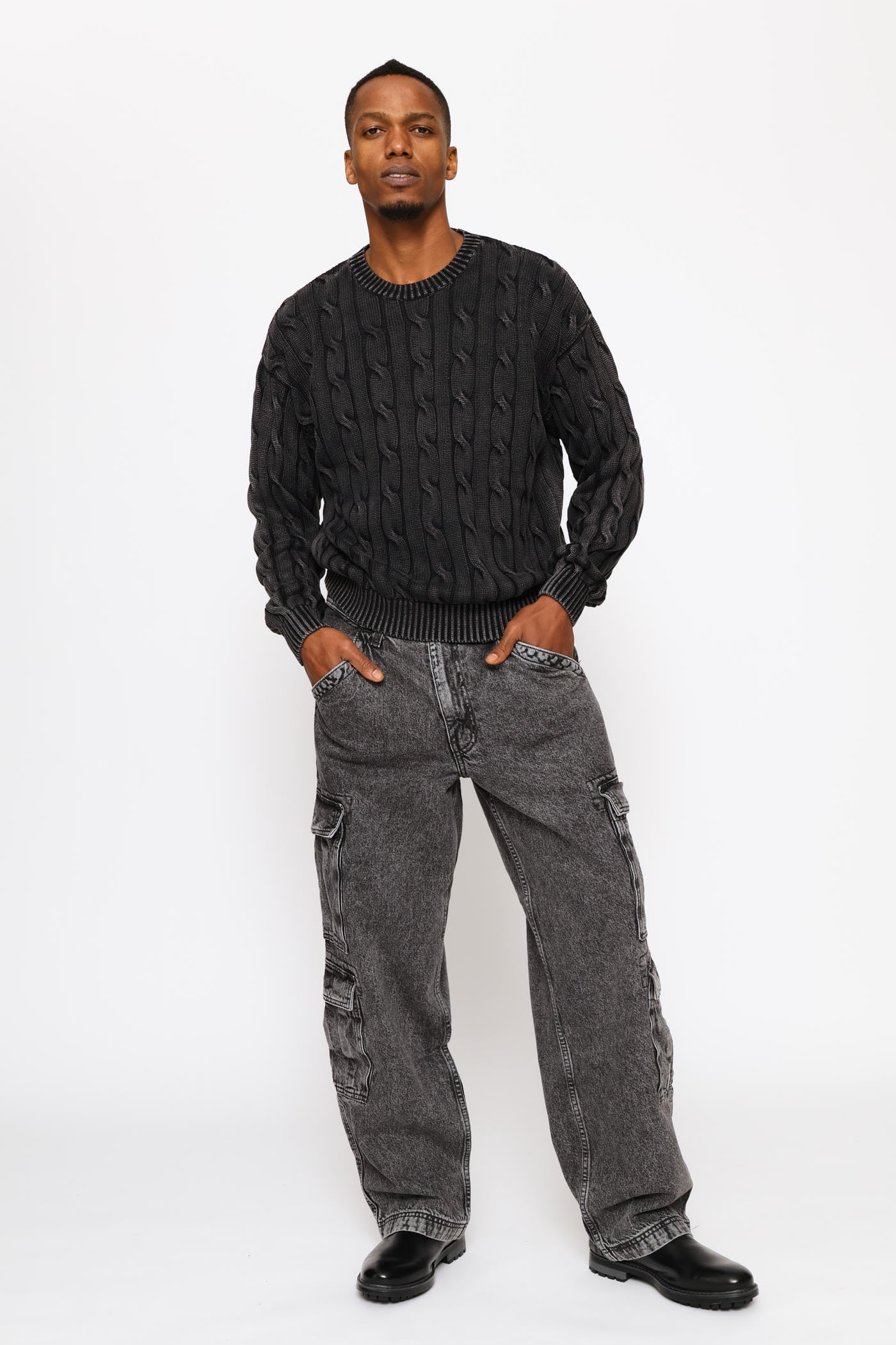 Mens 578 Baggy Cargo Denim - Black – Edgars