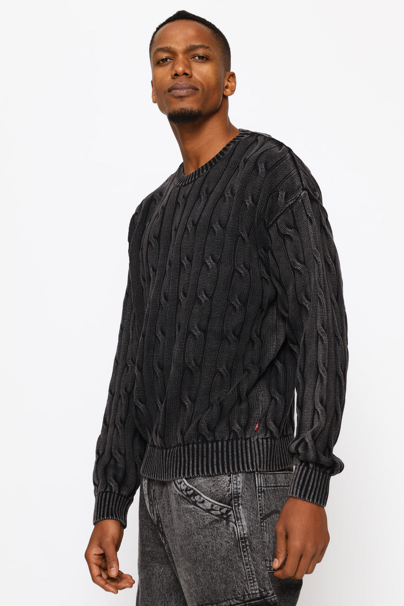5GG Phantom Carmel Cable Rib Crew Knitwear - Charcoal