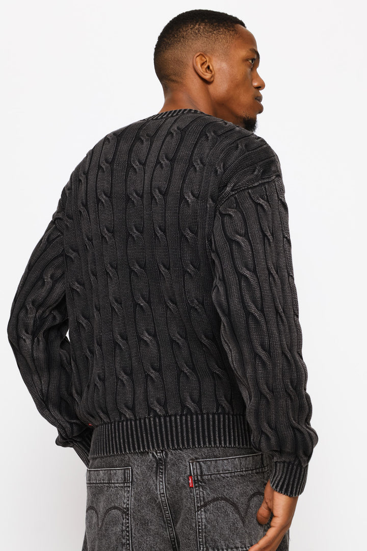 5GG Phantom Carmel Cable Rib Crew Knitwear - Charcoal