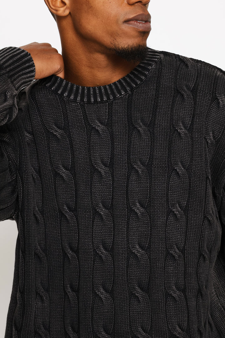 5GG Phantom Carmel Cable Rib Crew Knitwear - Charcoal