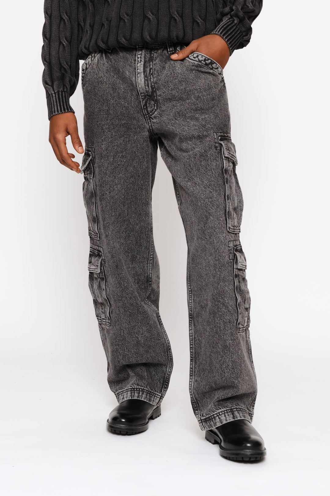 578 Baggy Cargo Denim - Black