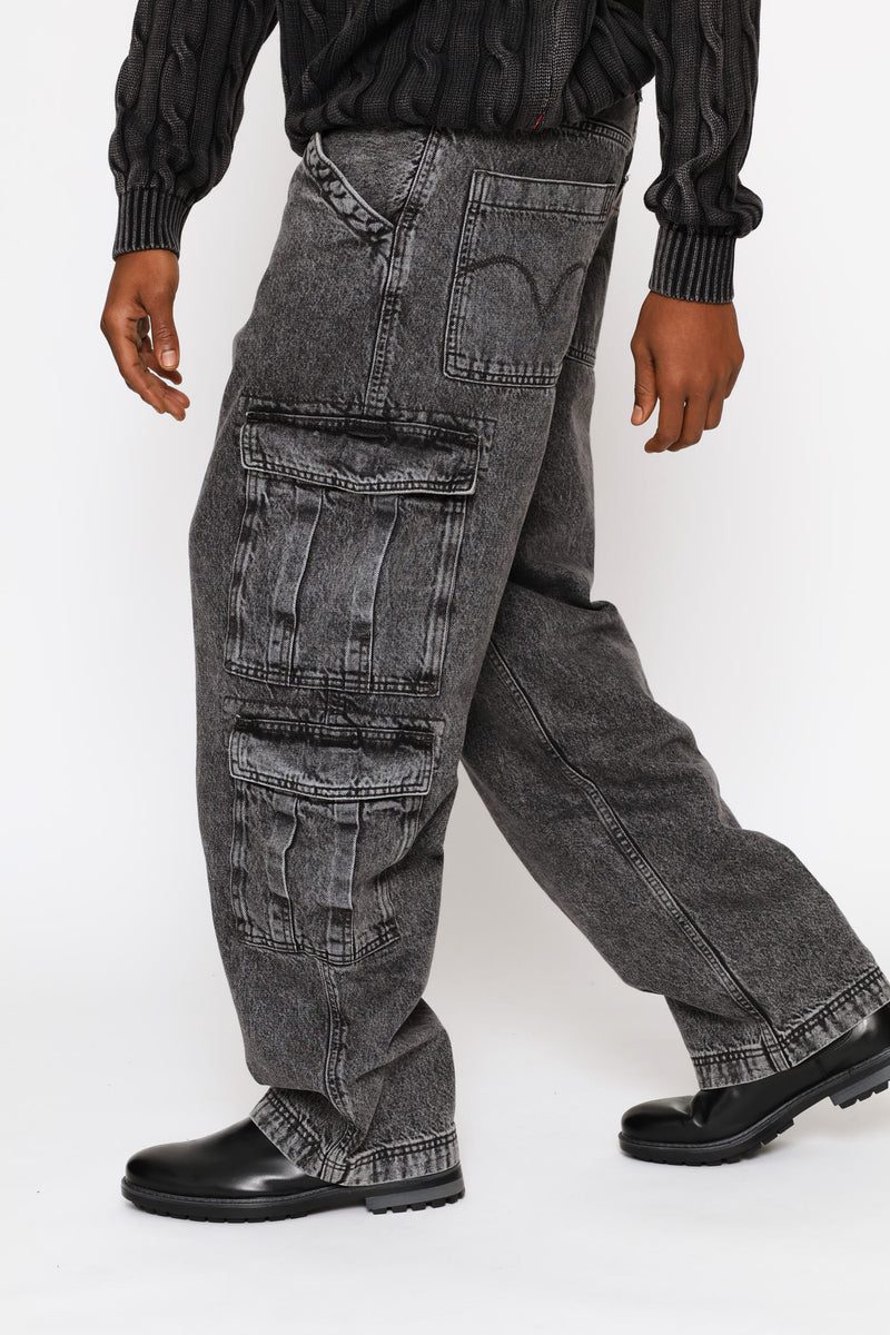 578 Baggy Cargo Denim - Black