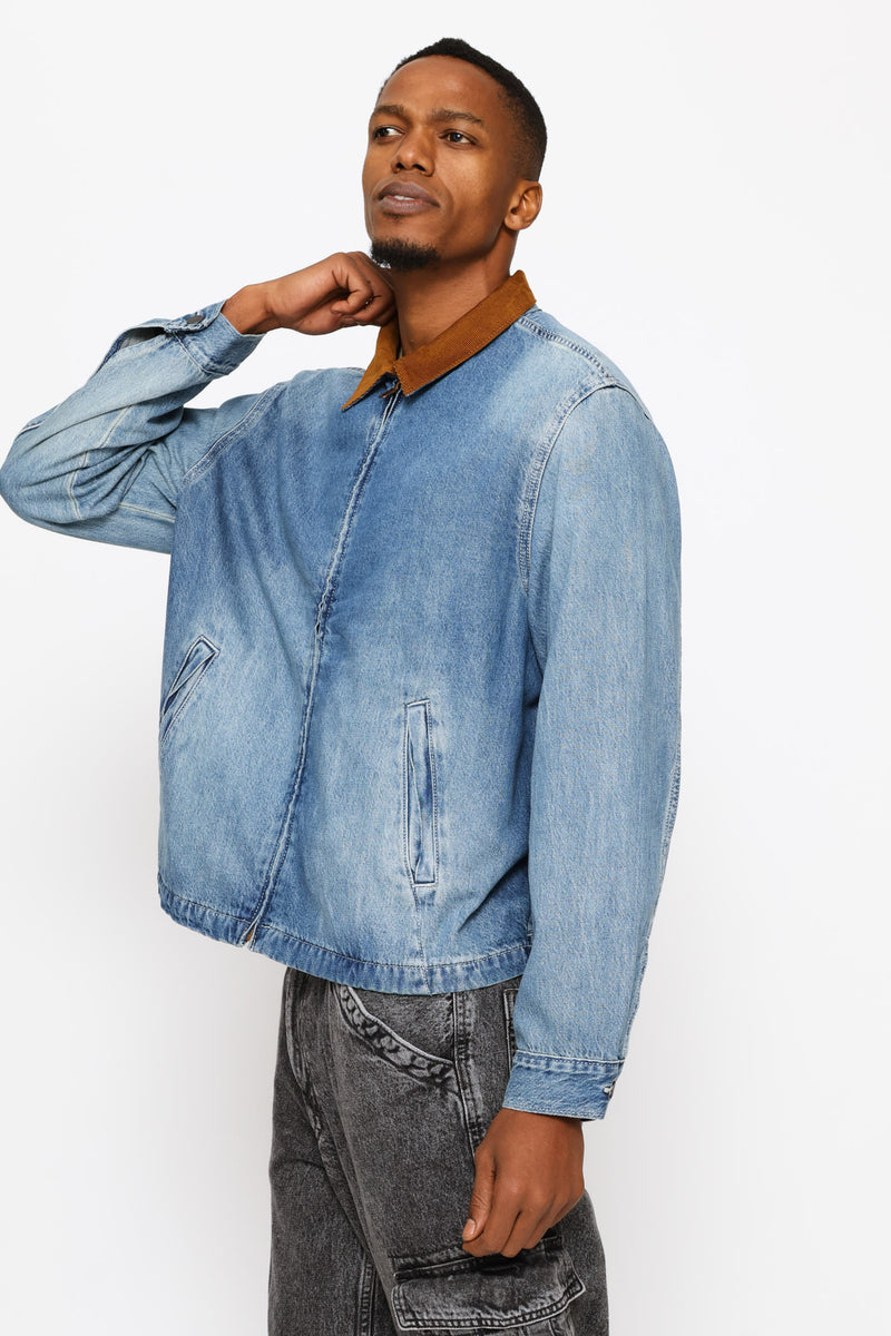 Castro Full Zip Light It Up Trucker Jacket - Mid Wash