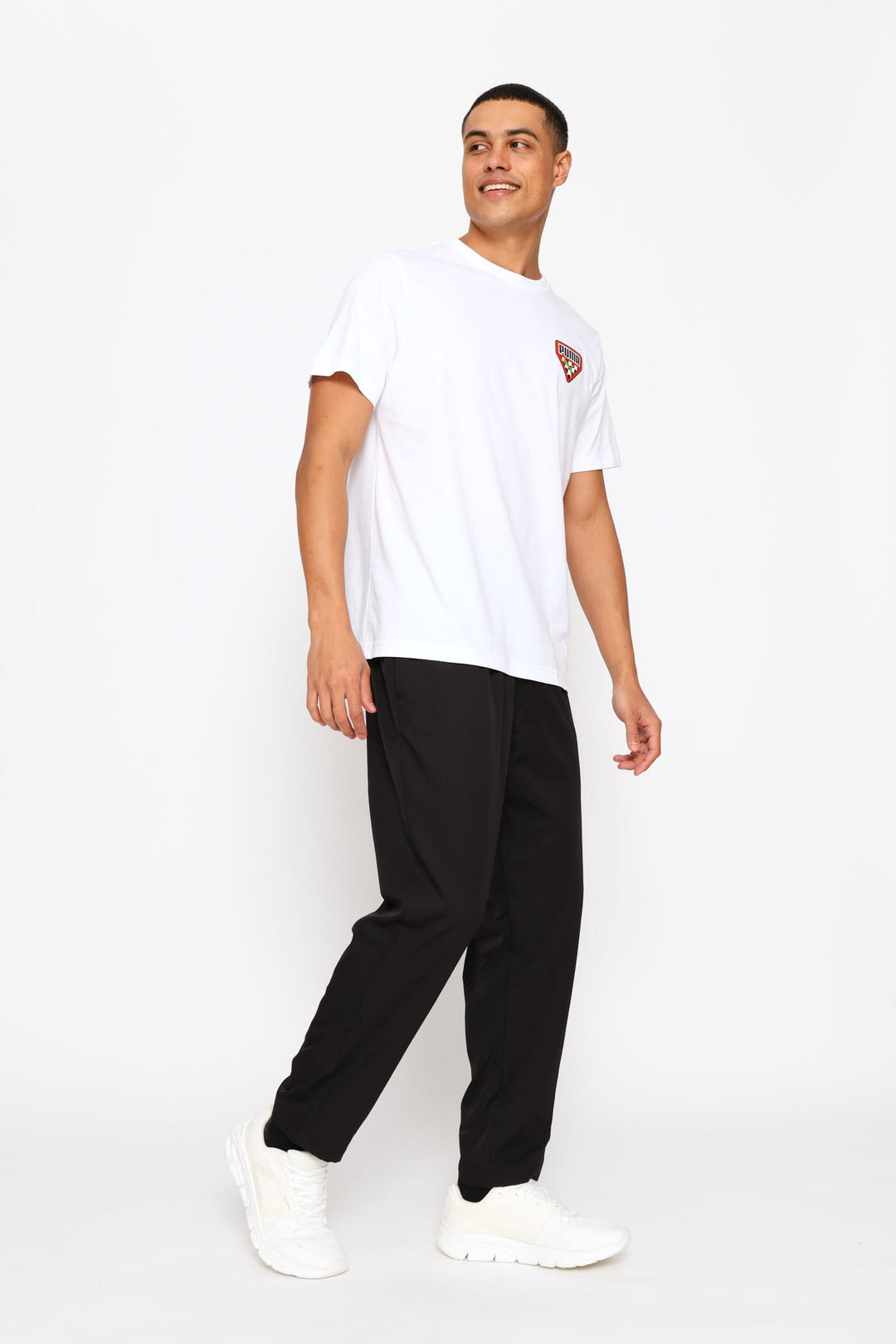 Checkered Graphic Logo Tee - White