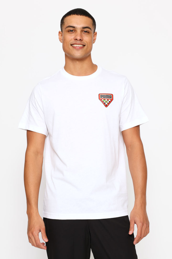 Checkered Graphic Logo Tee - White