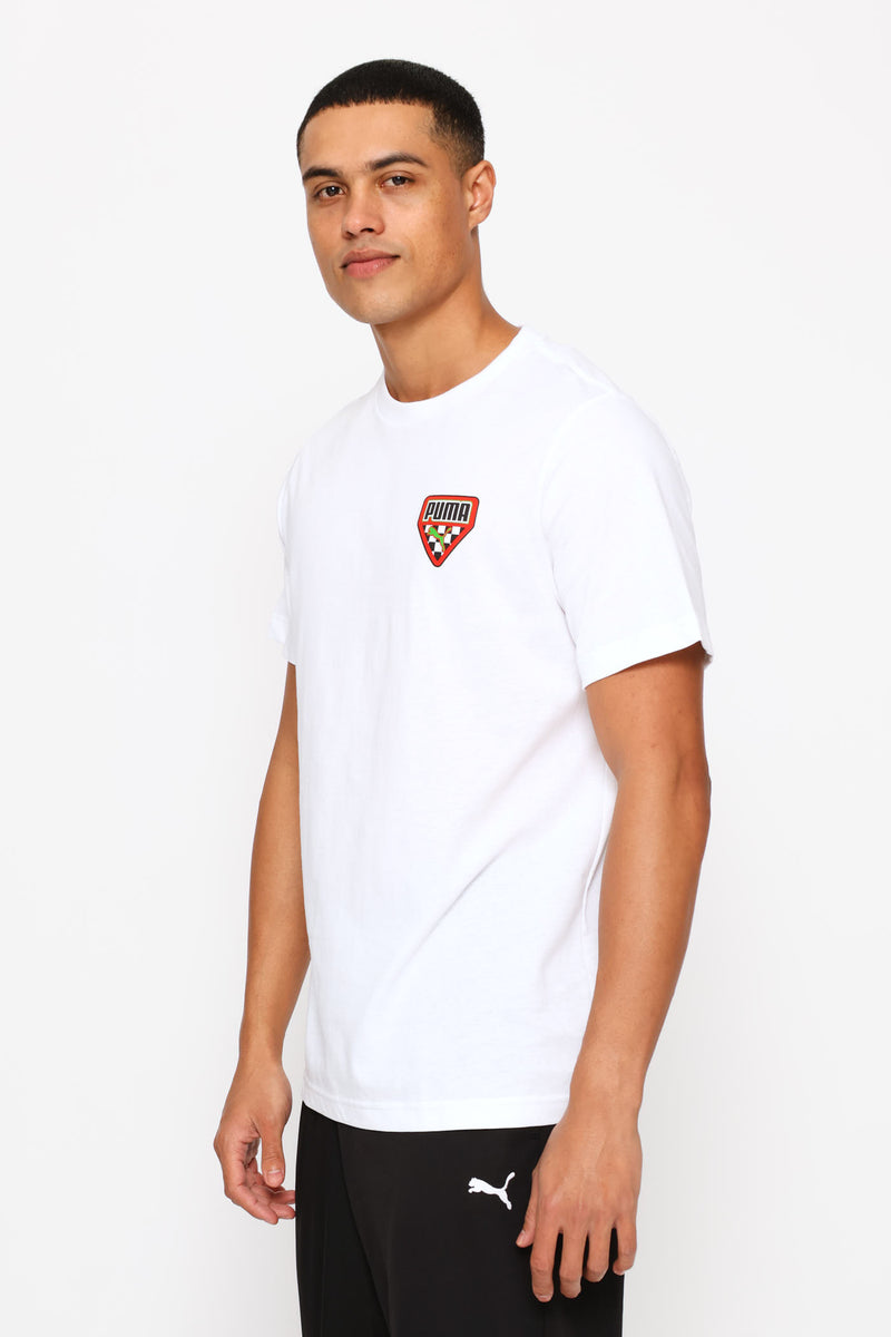 Checkered Graphic Logo Tee - White