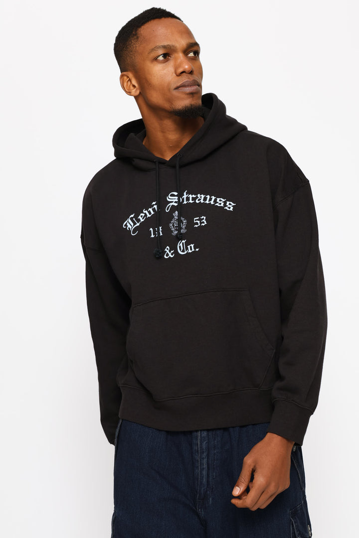 Graphic Boxy Hoodie - Black