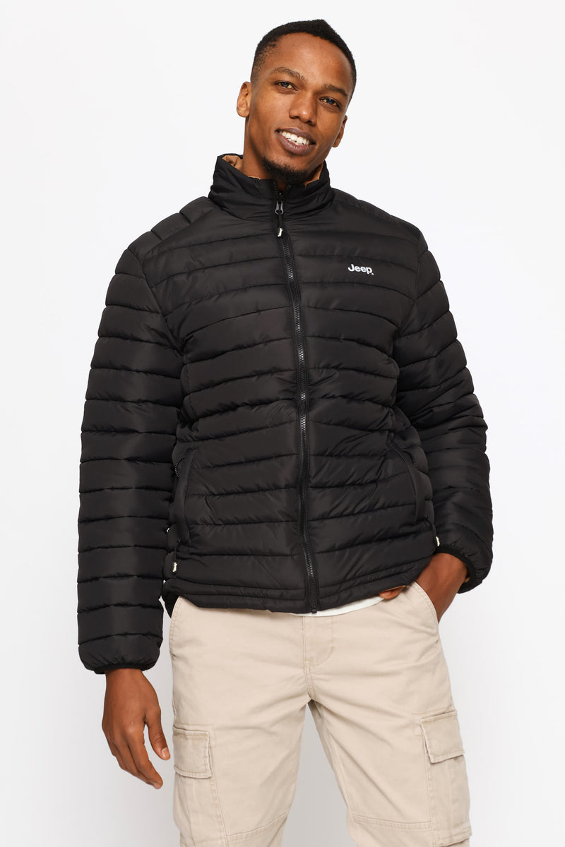 Reversible Puffer Jacket - Black/Stone