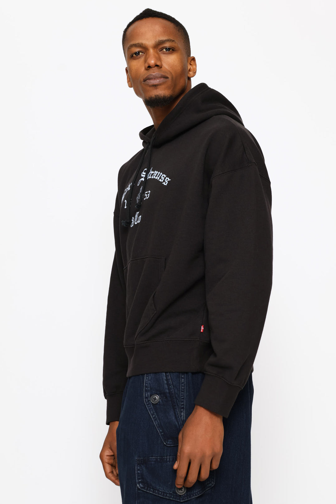 Graphic Boxy Hoodie - Black